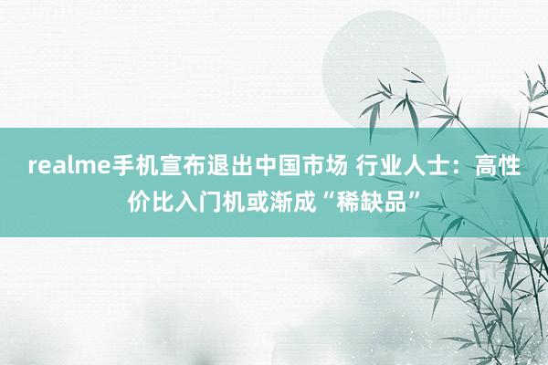 realme手机宣布退出中国市场 行业人士：高性价比入门机或渐成“稀缺品”