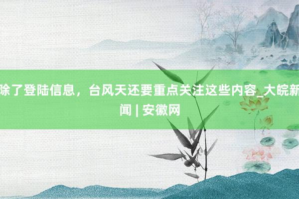 除了登陆信息，台风天还要重点关注这些内容_大皖新闻 | 安徽网