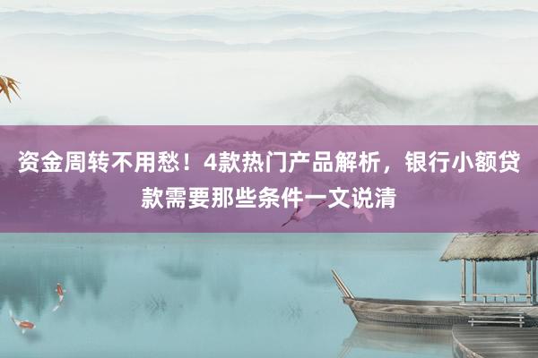 资金周转不用愁！4款热门产品解析，银行小额贷款需要那些条件一文说清