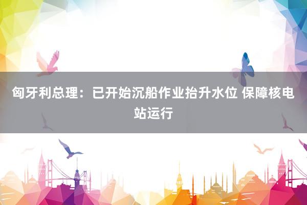 匈牙利总理：已开始沉船作业抬升水位 保障核电站运行