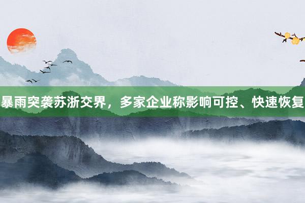 暴雨突袭苏浙交界，多家企业称影响可控、快速恢复