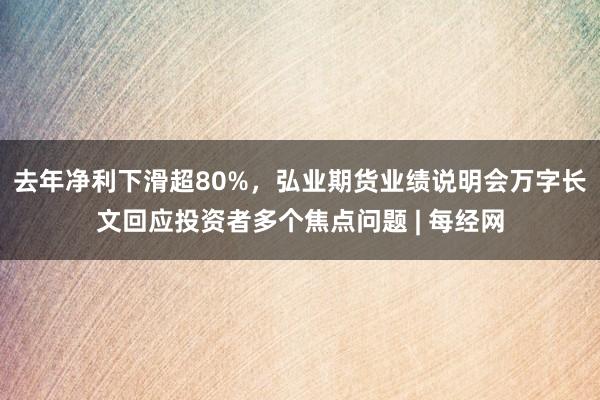 去年净利下滑超80%，弘业期货业绩说明会万字长文回应投资者多个焦点问题 | 每经网