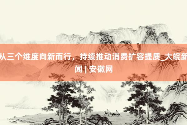 从三个维度向新而行，持续推动消费扩容提质_大皖新闻 | 安徽网