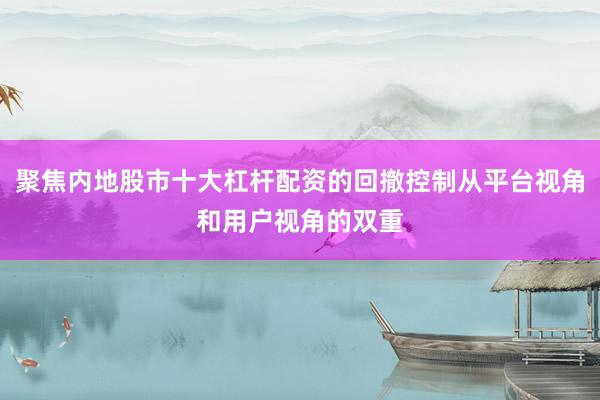 聚焦内地股市十大杠杆配资的回撤控制从平台视角和用户视角的双重