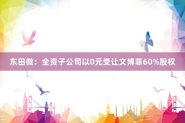 东田微：全资子公司以0元受让文博菲60%股权