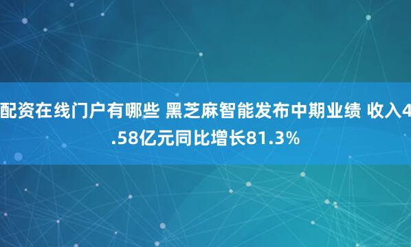 配资在线门户有哪些 黑芝麻智能发布中期业绩 收入4.58亿元同比增长81.3%
