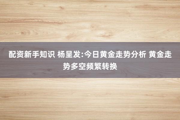 配资新手知识 杨呈发:今日黄金走势分析 黄金走势多空频繁转换
