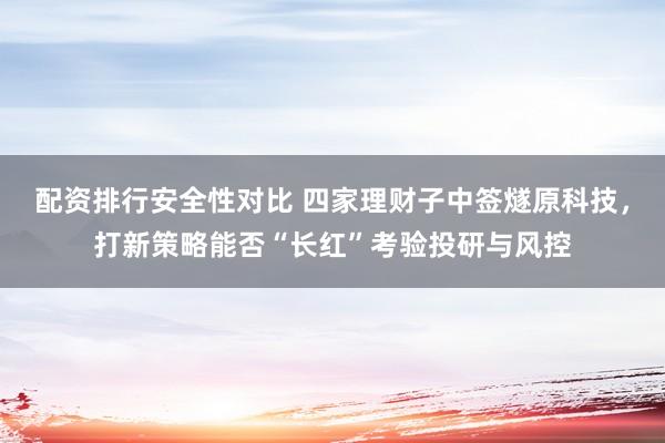 配资排行安全性对比 四家理财子中签燧原科技，打新策略能否“长红”考验投研与风控