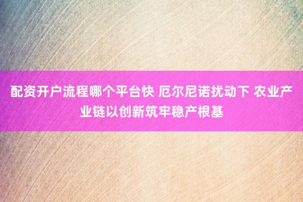 配资开户流程哪个平台快 厄尔尼诺扰动下 农业产业链以创新筑牢稳产根基