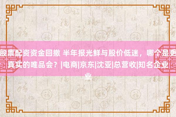 股票配资资金回撤 半年报光鲜与股价低迷，哪个是更真实的唯品会？|电商|京东|沈亚|总营收|知名企业