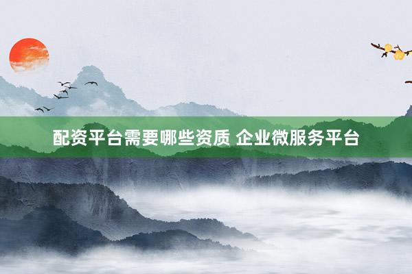 配资平台需要哪些资质 企业微服务平台