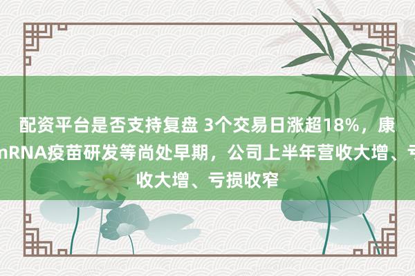 配资平台是否支持复盘 3个交易日涨超18%，康希诺称mRNA疫苗研发等尚处早期，公司上半年营收大增、亏损收窄