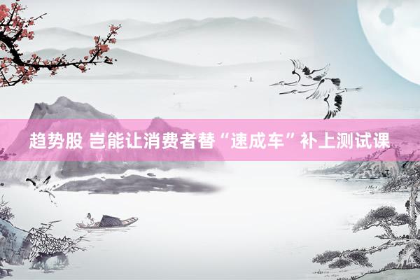 趋势股 岂能让消费者替“速成车”补上测试课